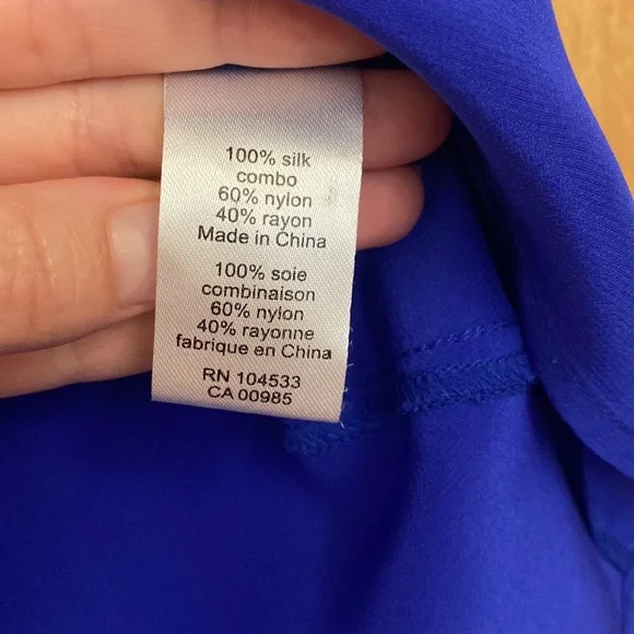 Blue Nanette Lepore Silk Blouse with Lace Peek a boo embellished collar - Picture 3 of 4